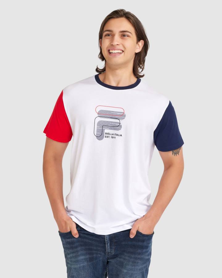 4T242378 blanco camiseta lennox hombre fila blanca FILA