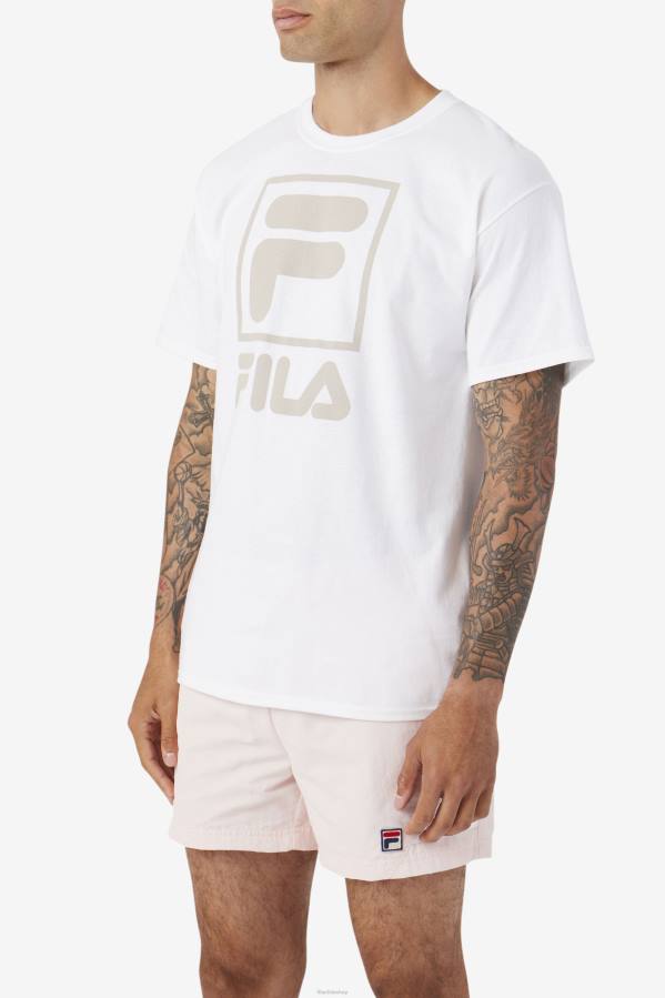 4T24305 blanco camiseta fila apilada blanca FILA