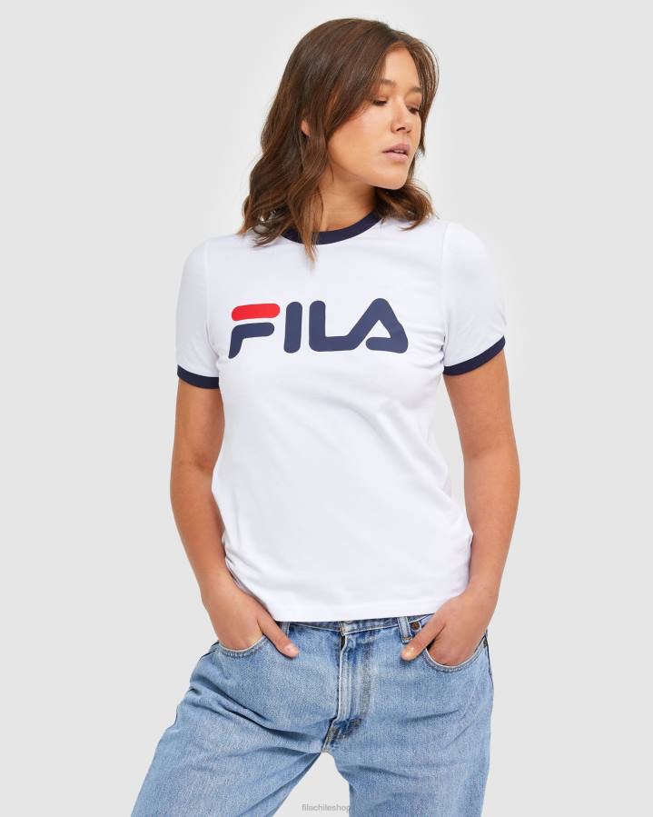 4T242901 blanco camiseta fila classic ringer blanca para mujer FILA