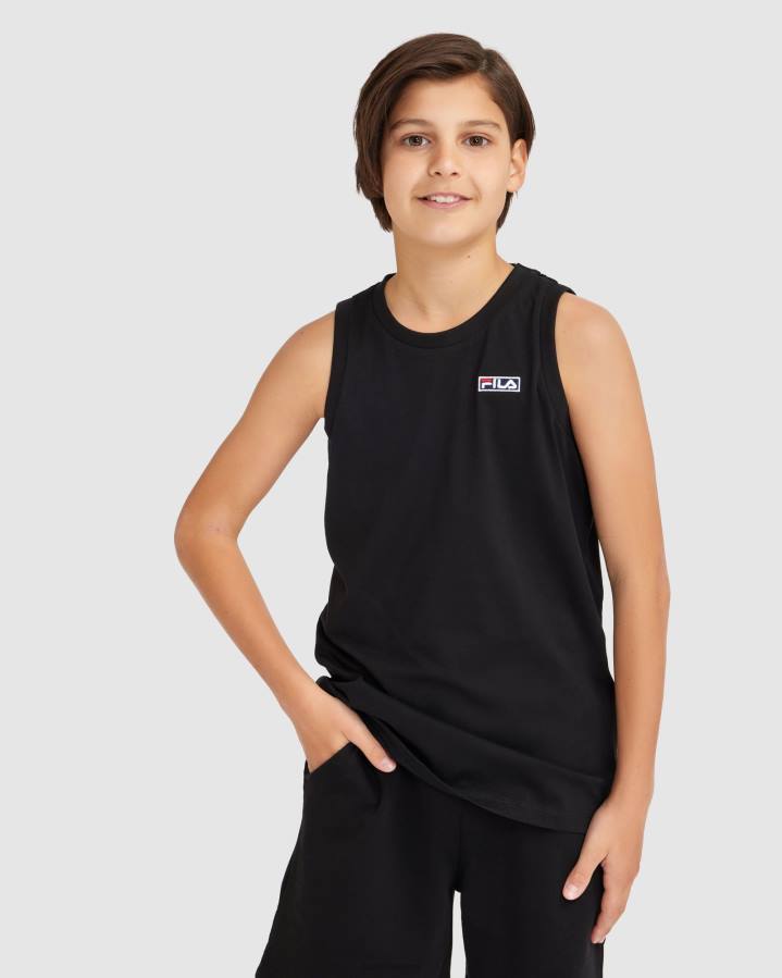 4T243075 negro camiseta fila parker negra para niños FILA